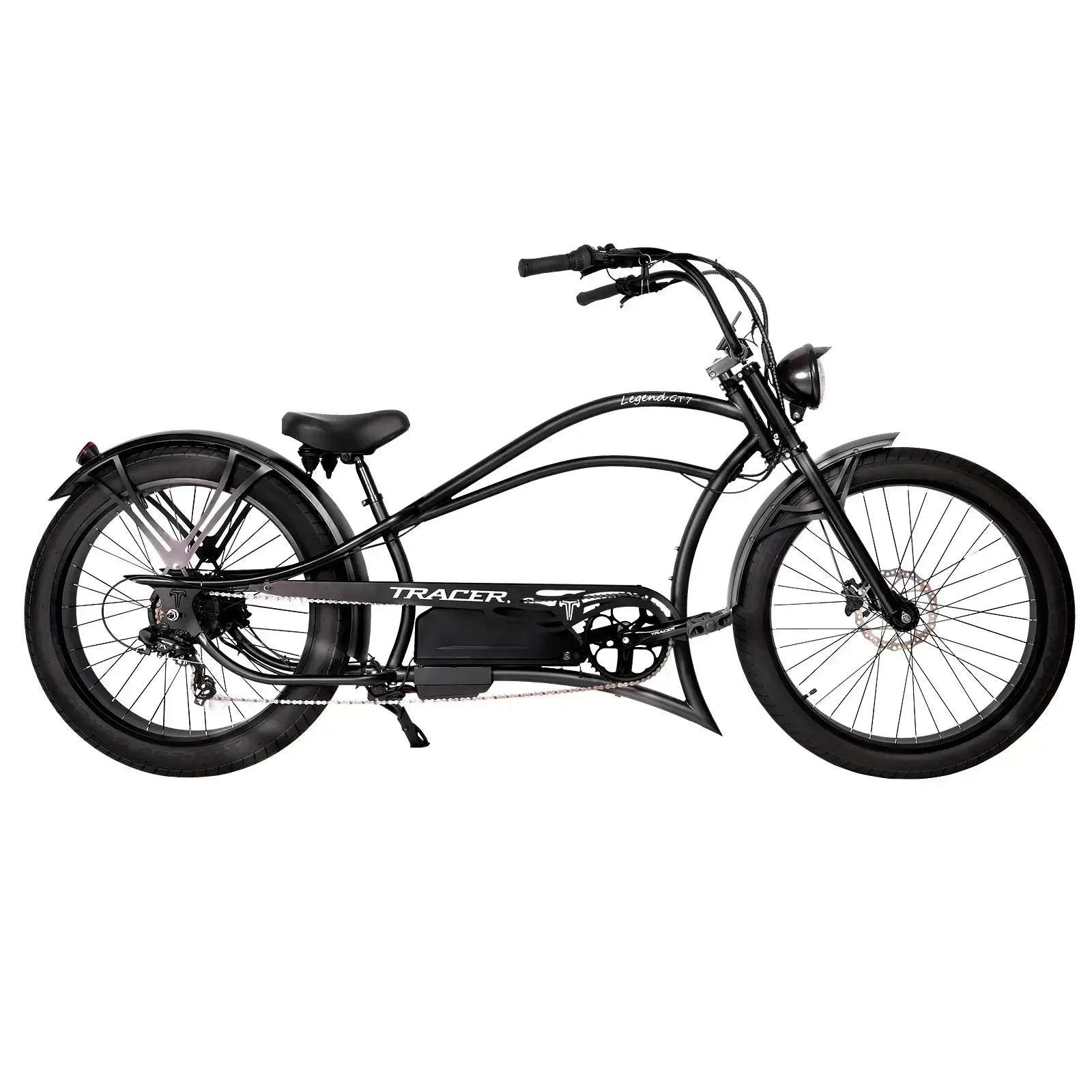 Legend GT7 1000W Stretch Cruiser Chopper Bike,side view showcasing overall design language.