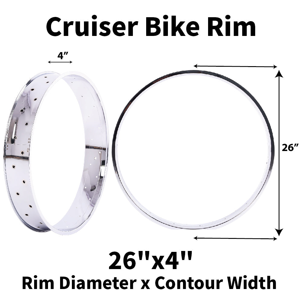 Tracer RM-TR95G2636-CP 26"*3" 26"x4"x13Gx36H Mirror Chrome Bike Fat Rims Tracer Bikes