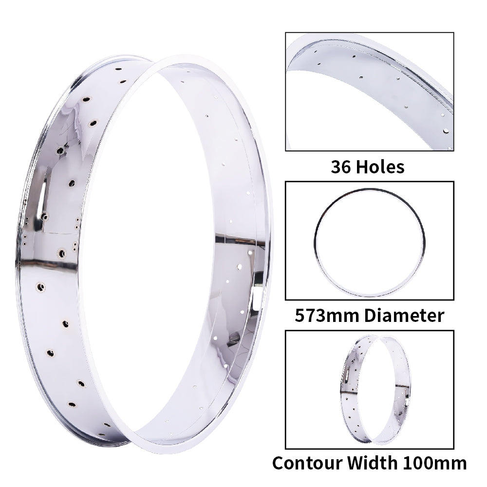 Tracer RM-TR95G2636-CP 26"*3" 26"x4"x13Gx36H Mirror Chrome Bike Fat Rims Tracer Bikes