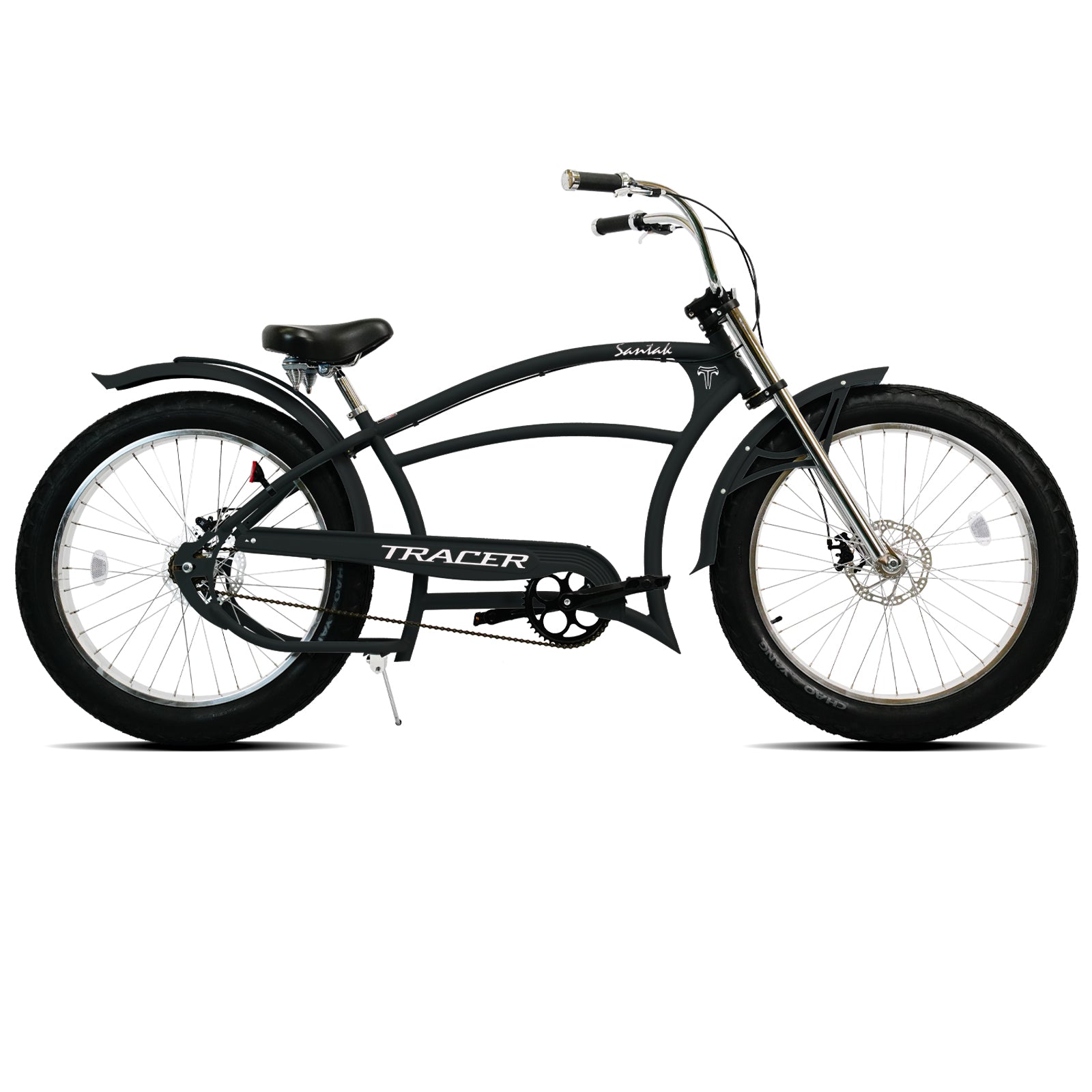 Tracer Santak GT 26" Chopper Stretch Cruiser Fat Tire Bike Single Speed Tracer Bikes