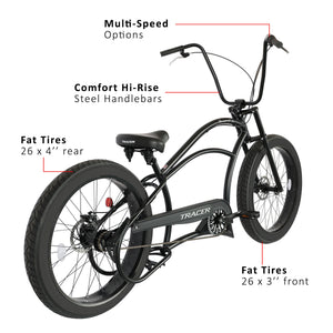Tracer Harman 3i 26'' Vintage Internal 3-Speed Chopper Stretch Fat Tire Bike