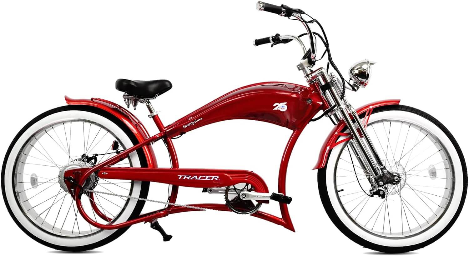 Tracer FM-Twenty5 E-Bike 26" Stretch Cruiser Steel Frame and Chain Guard for 26" x3.0, 4.0 Tire