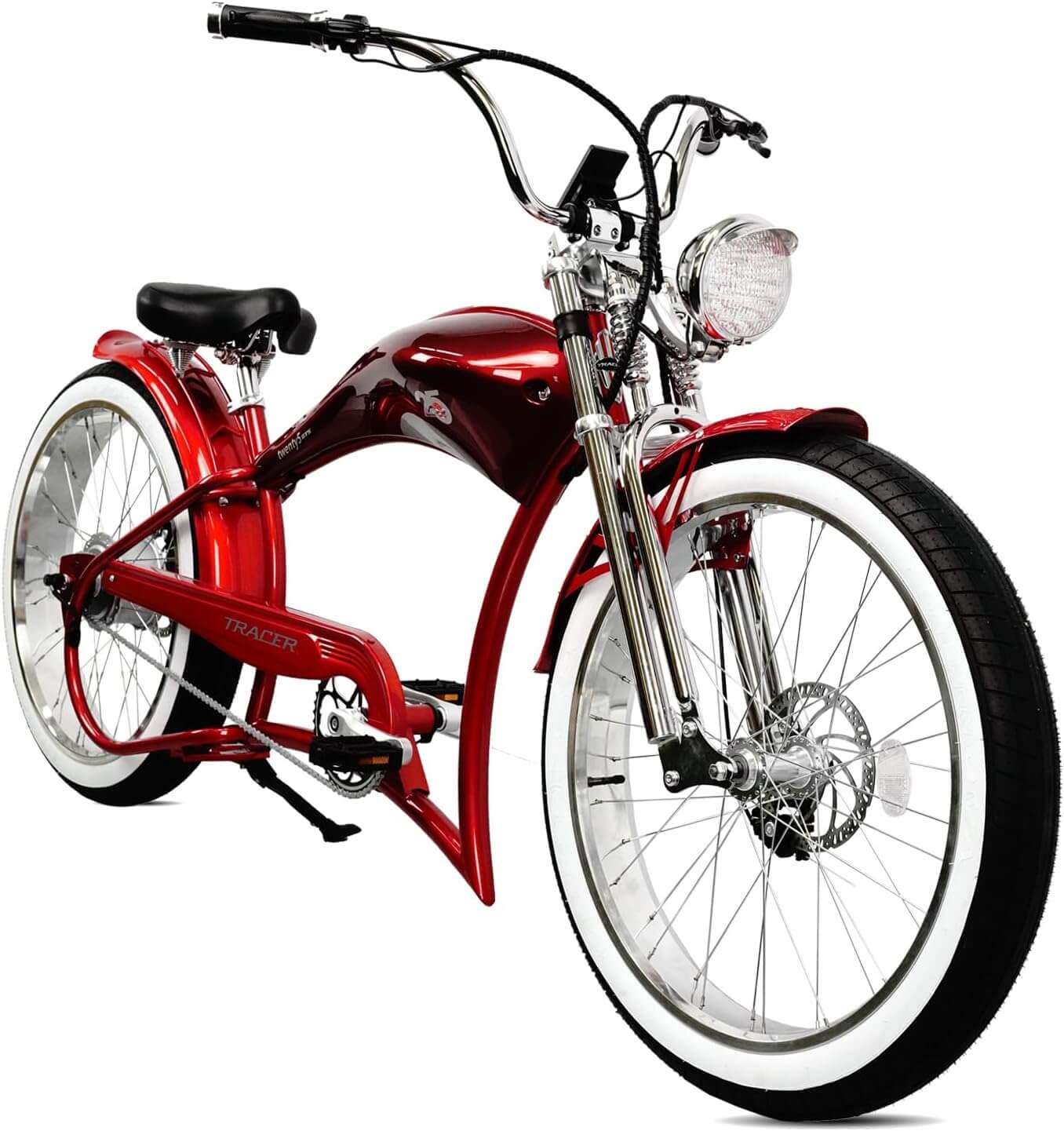 Tracer FM-Twenty5 E-Bike 26" Stretch Cruiser Steel Frame and Chain Guard for 26" x3.0, 4.0 Tire