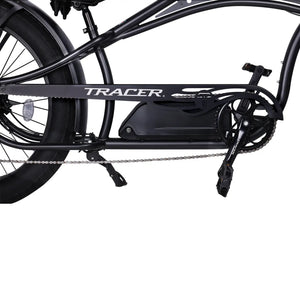 Full view of the Chico GT7 750W Stretch Beach Cruiser Ebike's drivetrain.