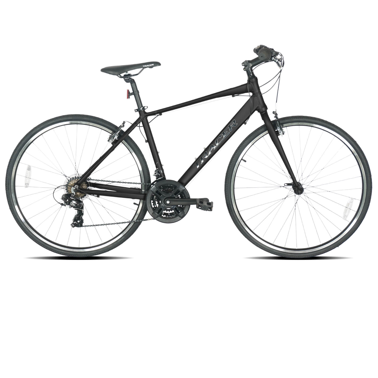 Tracer Bravery 24 Speed Hybrid Commute Road Bike Matte Black / L