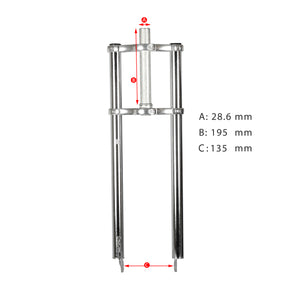 Tracer FK-TP62218135D8-CP, 26” Chopper Bike, 1-1/8"(28.6mm) in Triple Tree Aluminum Crown Disk Brake Fork