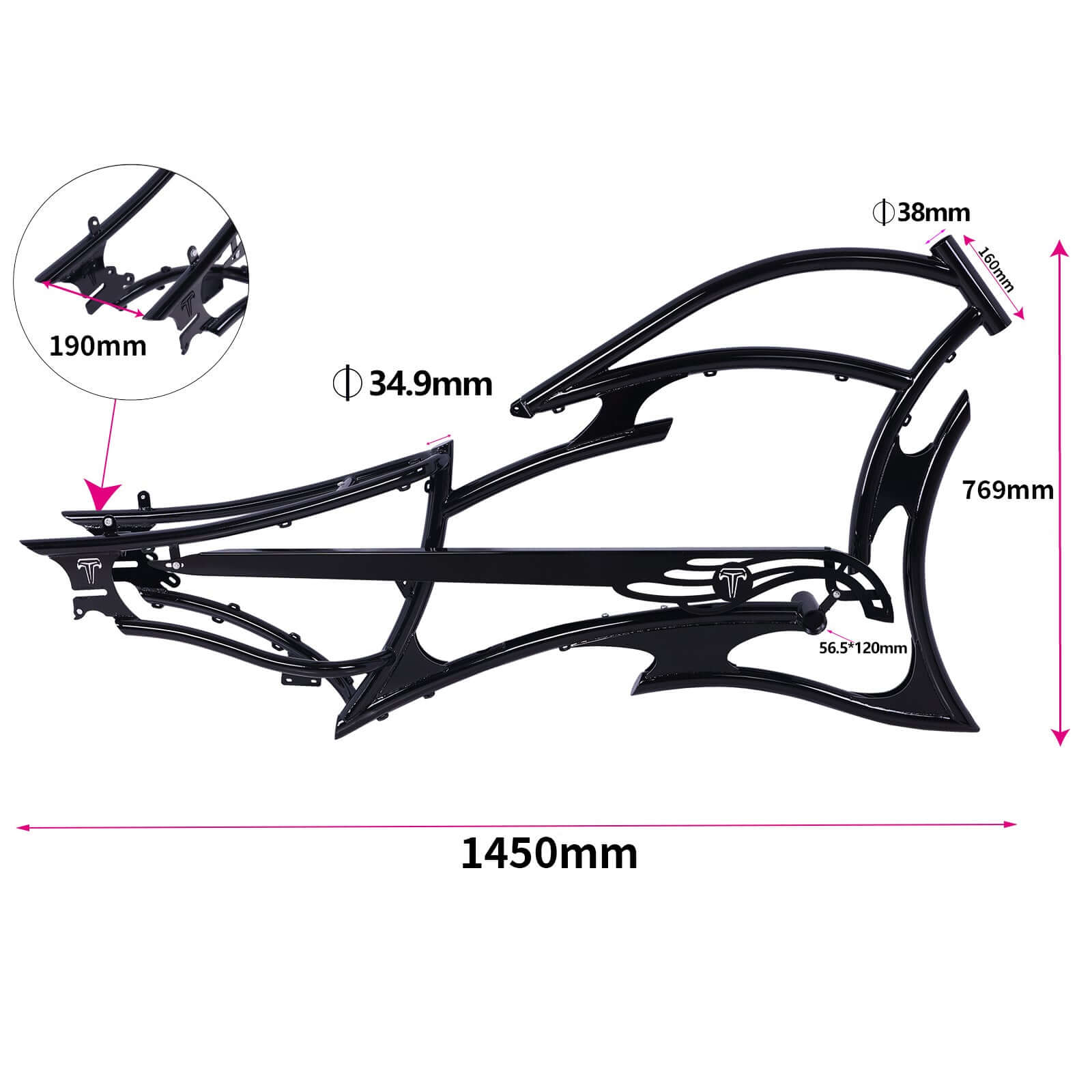 Tracer FM-RAIDER-7 26" Stretch Cruiser Bikes Steel Frame