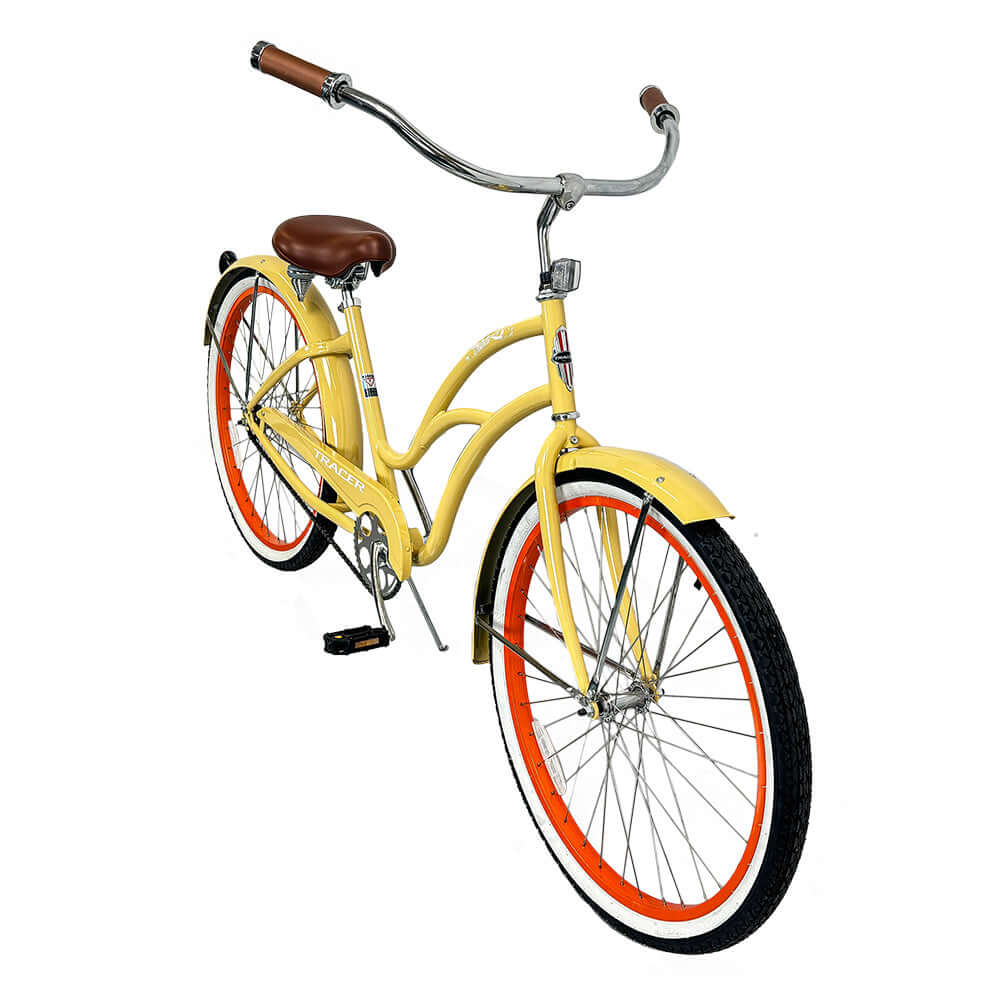 Tracer TAHA 26" Beach Cruiser Bikes in Yellow 1 Speed coaster brake for Women 45°