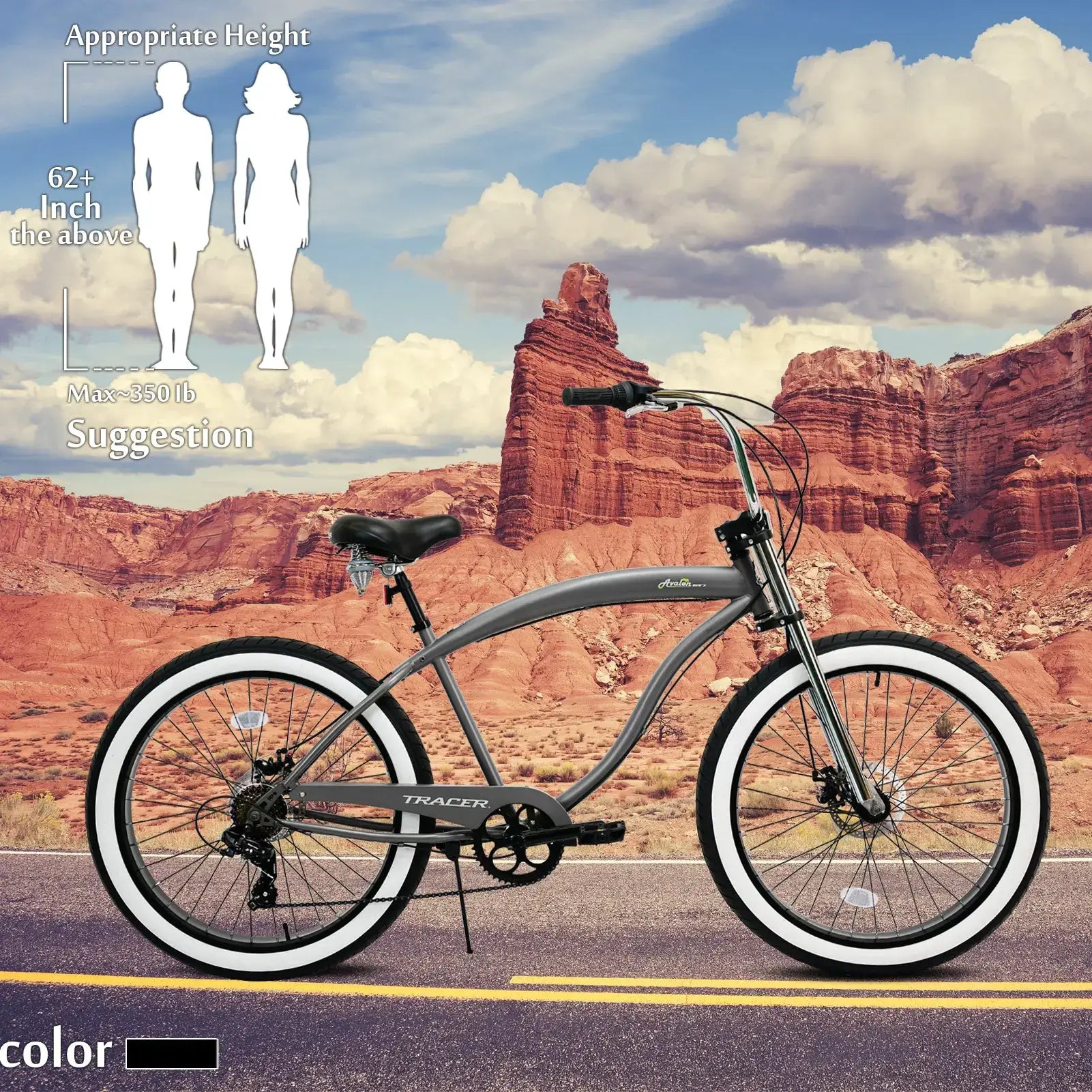 Tracer Avalon GT 29'' Fat Tire stretch Beach Cruiser Bike 1-Speed/7-Speed in the outdoors.