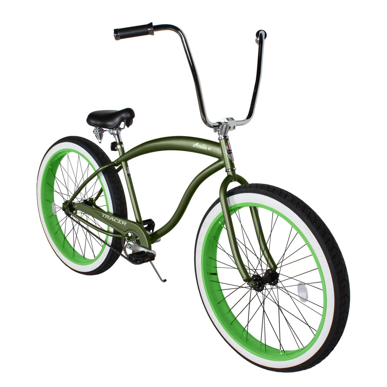Tracer Avalon GT 29'' Fat Tire stretch Beach Cruiser Bike, retro style lowrider frame with high-rise handlebar.