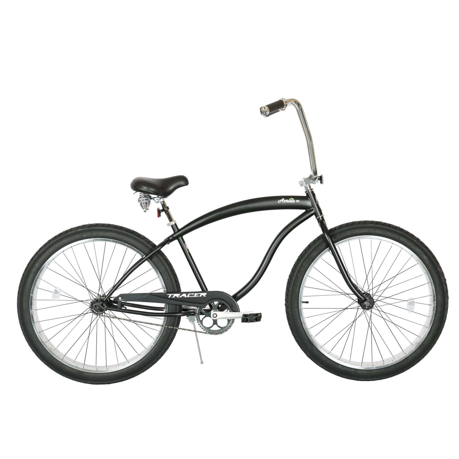 Tracer Avalon GT 29'' Fat Tire stretch Beach Cruiser Bike 1-Speed/7-Speed, with a compact lowrider-style frame for city and beach cruising.