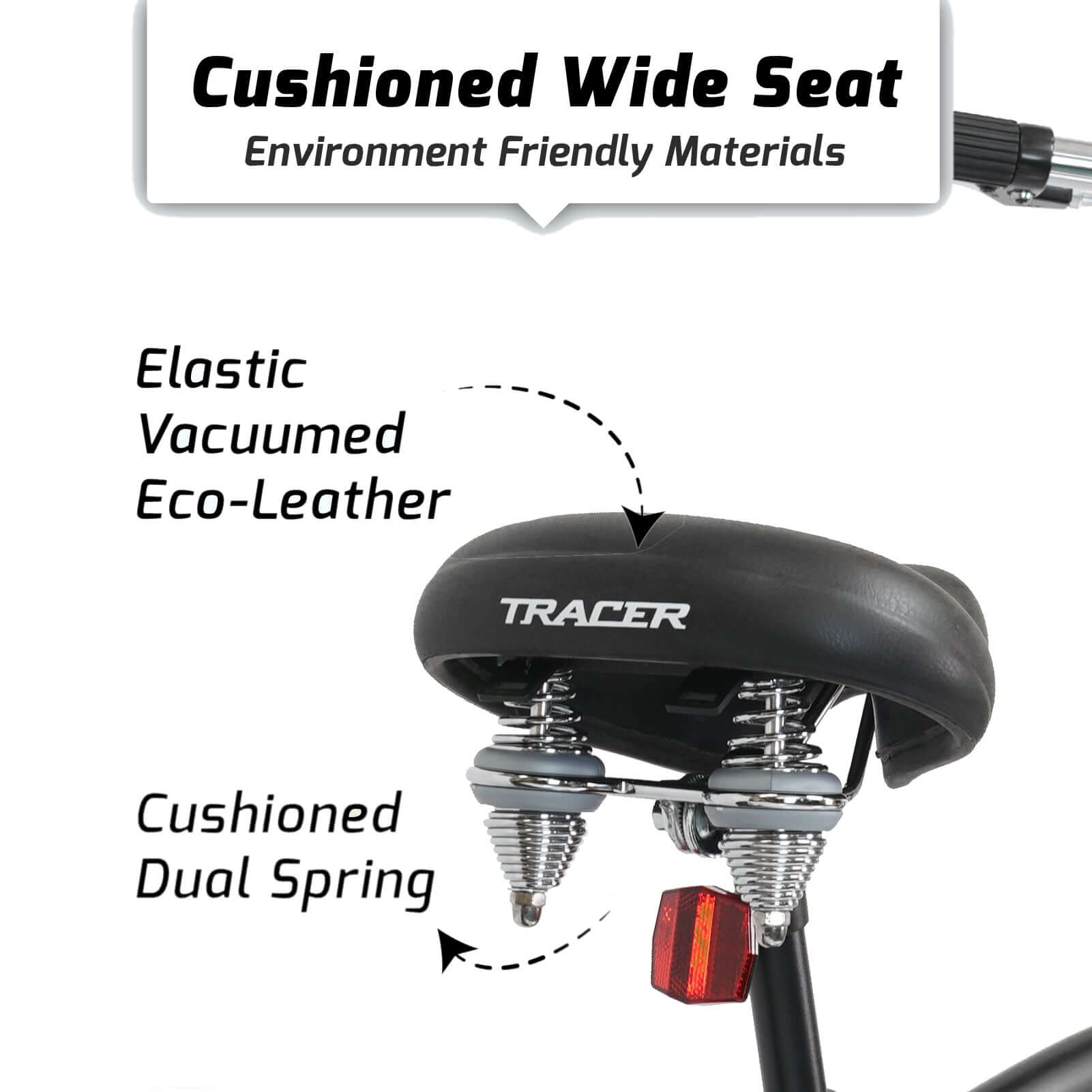 Tracer Avalon GT 29'' Fat Tire stretch Beach Cruiser Bike 1-Speed/7-Speed saddle diagram.