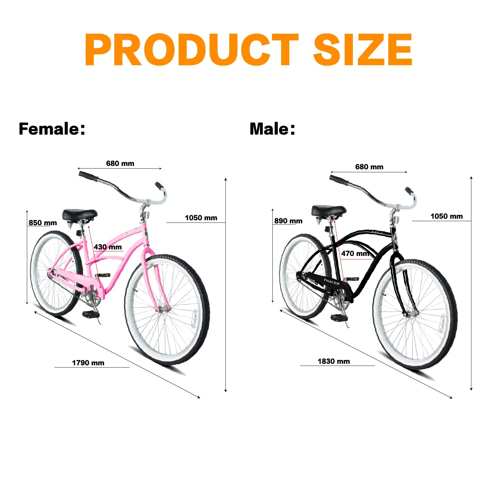 Tracer BORA-7-M 26" Beach Cruiser Bikes 7-Speed for Men Tracer Bikes