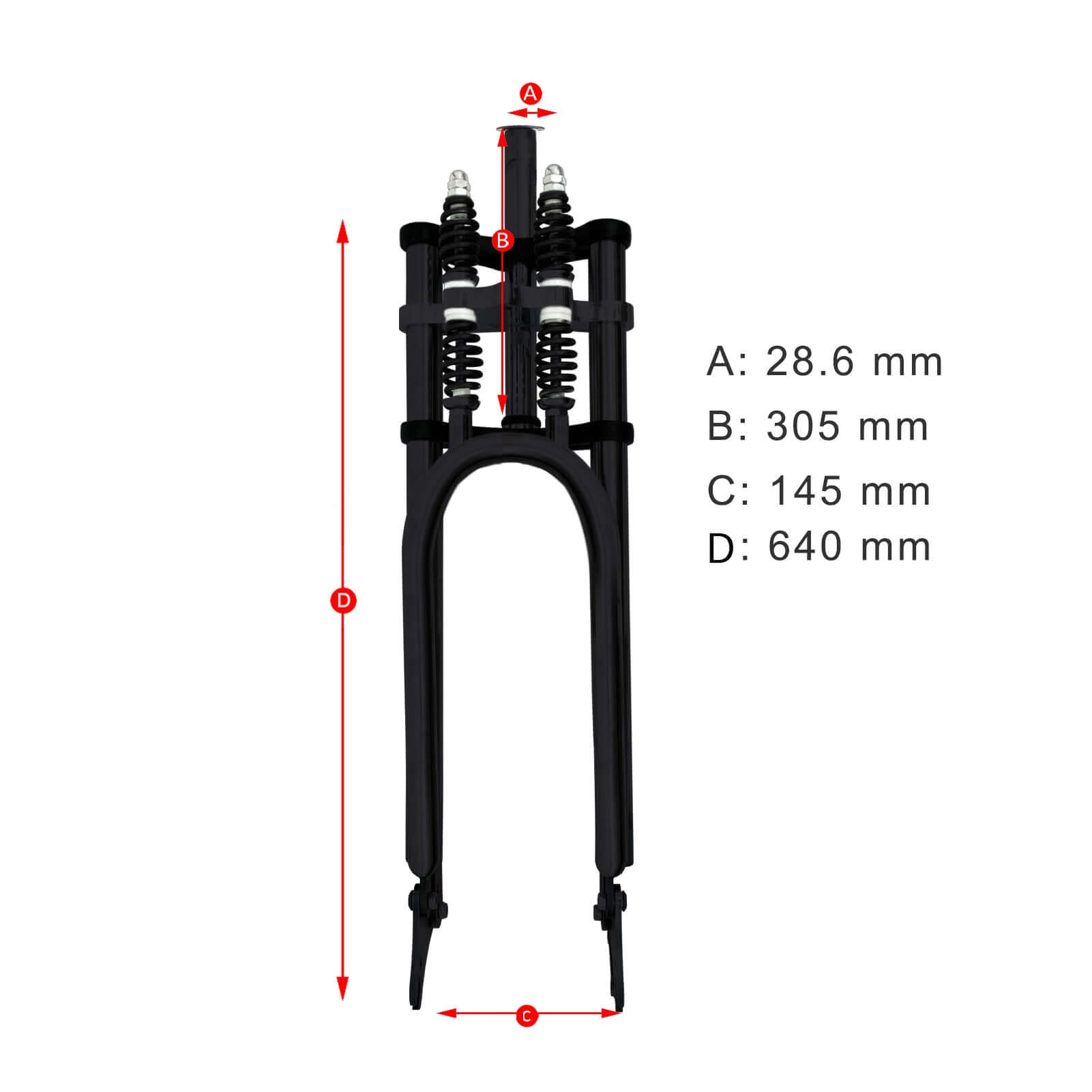 Tracer FK-GTS640305145D8 26'' Over and Under Dual Spring Adjustable Classical Fork for Disc Brake 1-1/8" (28.6mm)