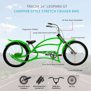 Tracer Leopard GT Chopper Stretch Cruiser Bikes