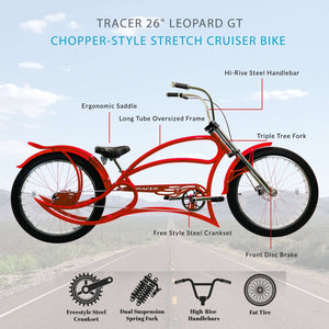Tracer Leopard GT Chopper Stretch Cruiser Bikes