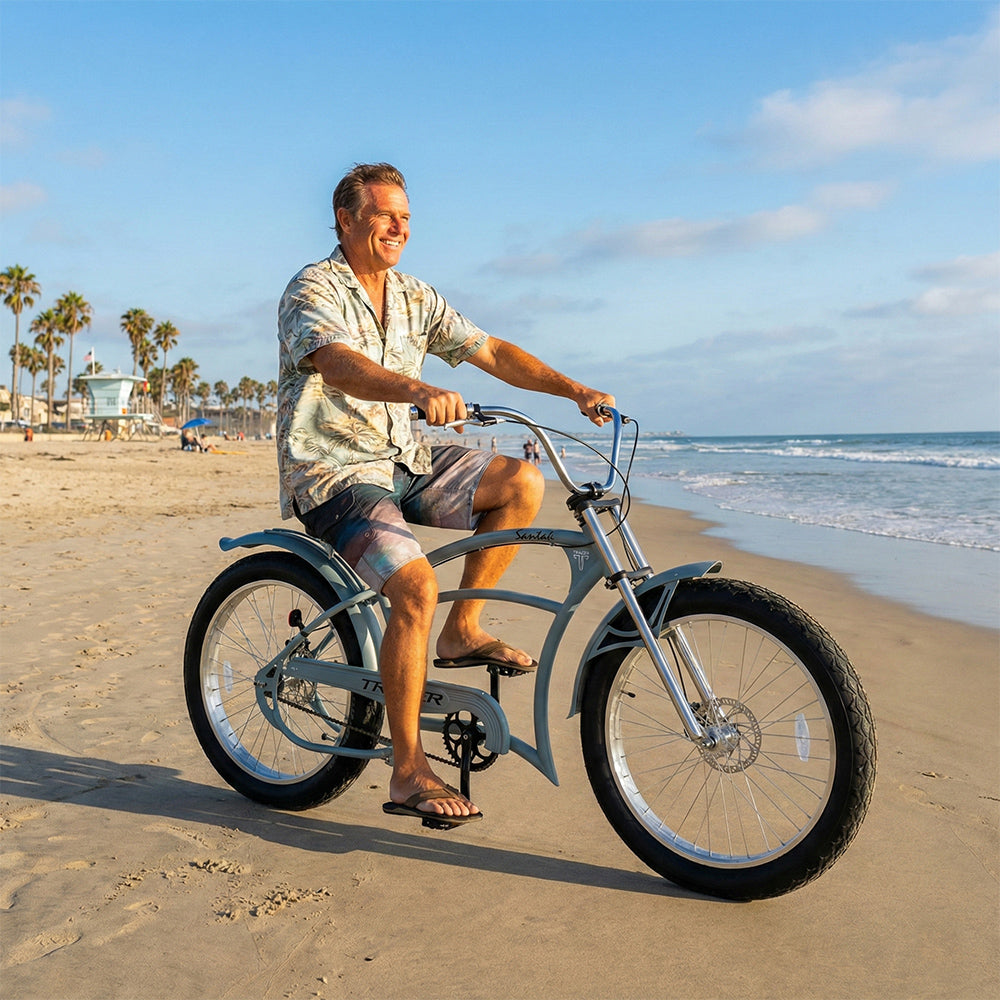 Tracer Santak GT 26" Chopper Stretch Cruiser Fat Tire Bike Single Speed Tracer Bikes