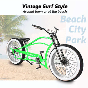 Tracer Siena 26'' Chopper Stretch Cruiser Fat Tire Bike, showcasing its vintage surf style design.
