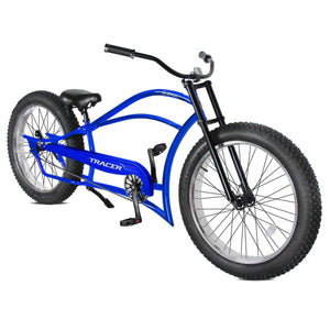 Blue Tracer Siena 26'' Chopper Stretch Cruiser Fat Tire Bike front view.