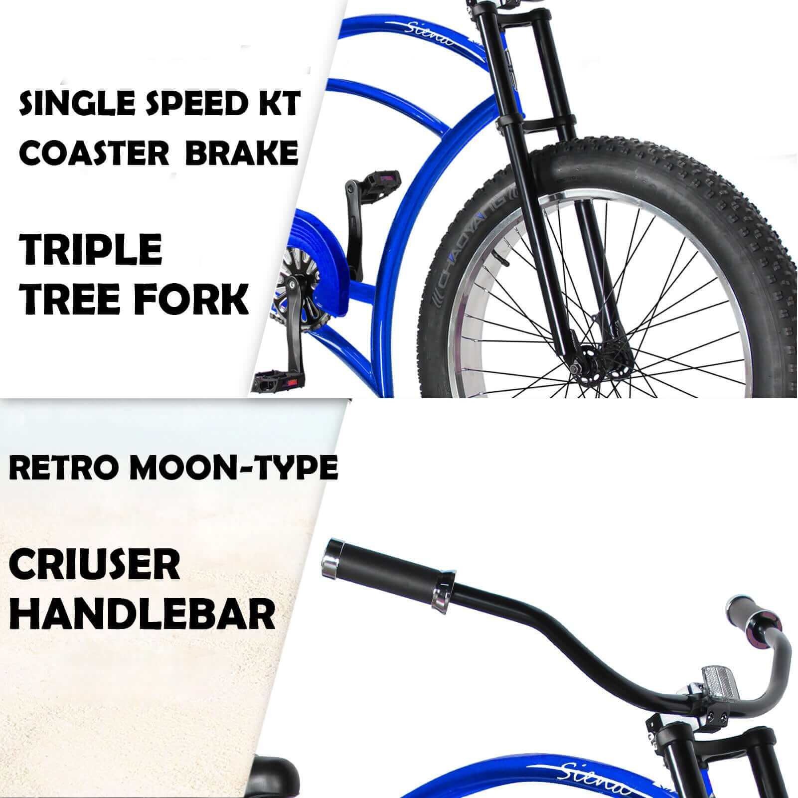 Tracer Siena 26'' Chopper Stretch Cruiser Fat Tire Bike