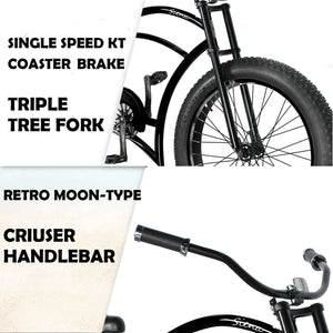 Tracer Siena 26'' Chopper Stretch Cruiser Fat Tire Bike Available 1 Speed/7 Speed