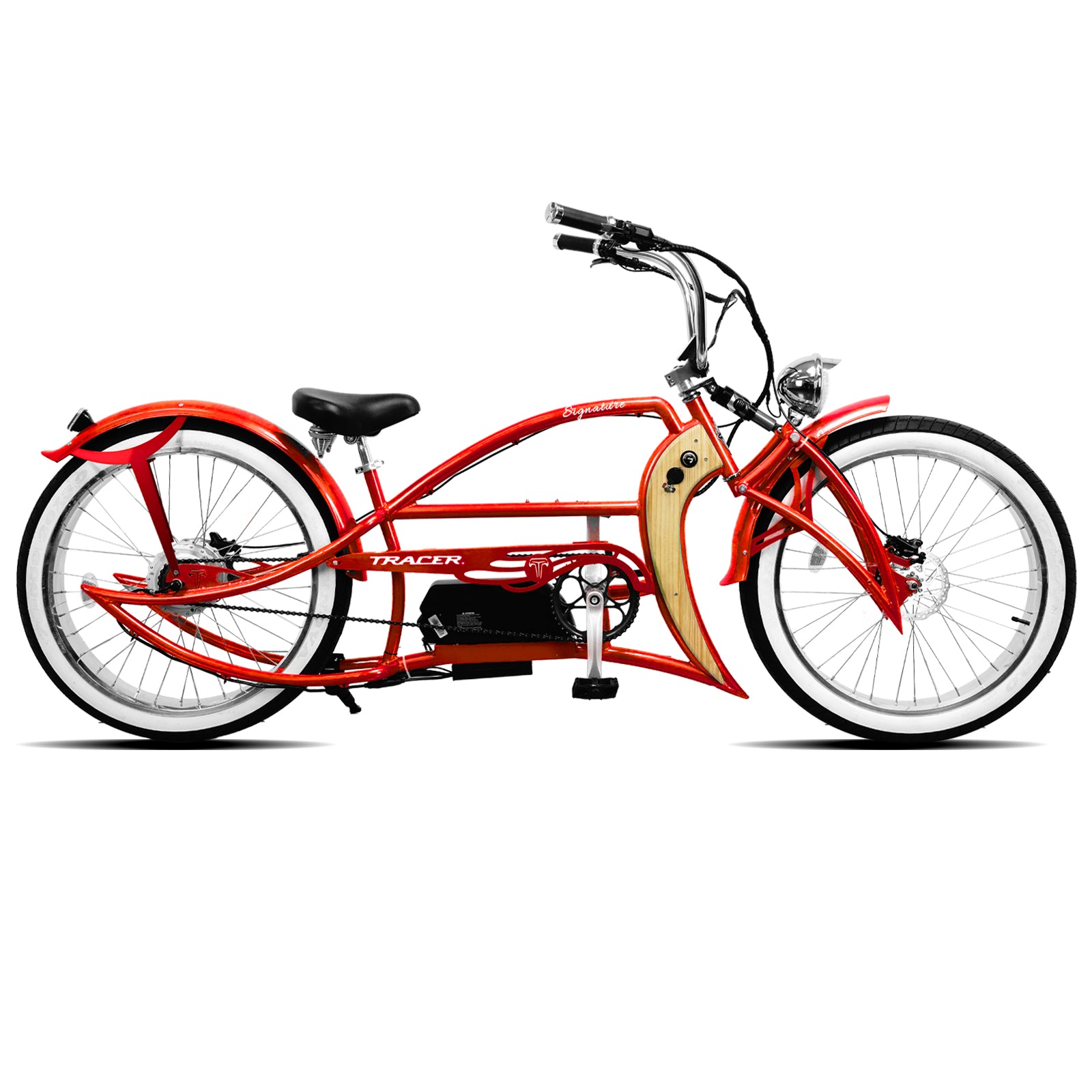 Tracer Signature Pro 26'' 800W Chopper Cruiser Electric Bike w/ Cigarette Lighter & USB Charging Port