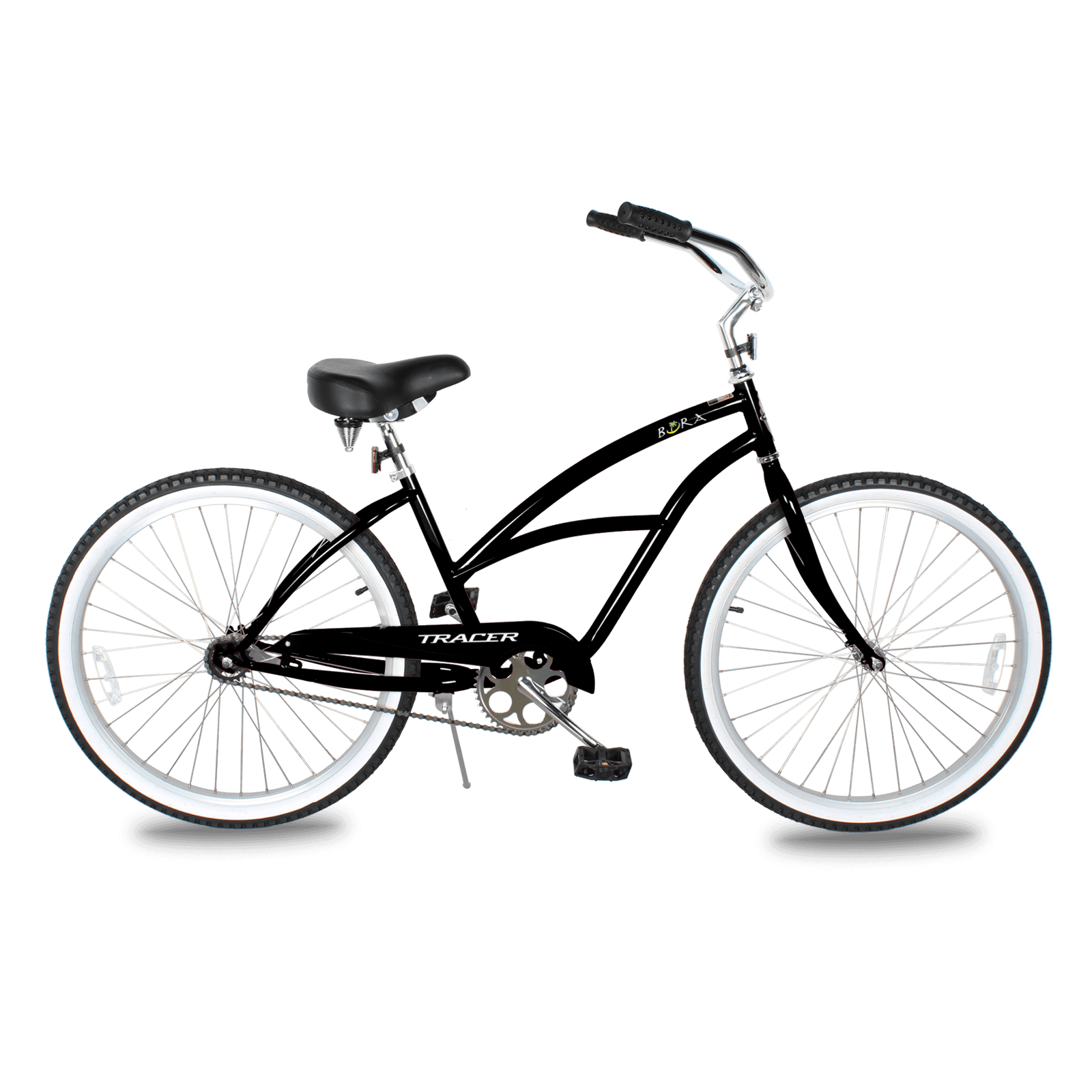 Tracer BORA-F 26" Beach Cruiser Bikes Single Speed for Women, Hi-Ten steel Frame, Moon Type Handlebar, Coaster Brake with Comfortable leather Saddle - Tracer Bikes