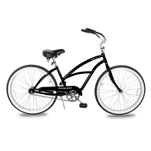 Tracer BORA-F 26" Beach Cruiser Bikes Single Speed for Women, Hi-Ten steel Frame, Moon Type Handlebar, Coaster Brake with Comfortable leather Saddle - Tracer Bikes