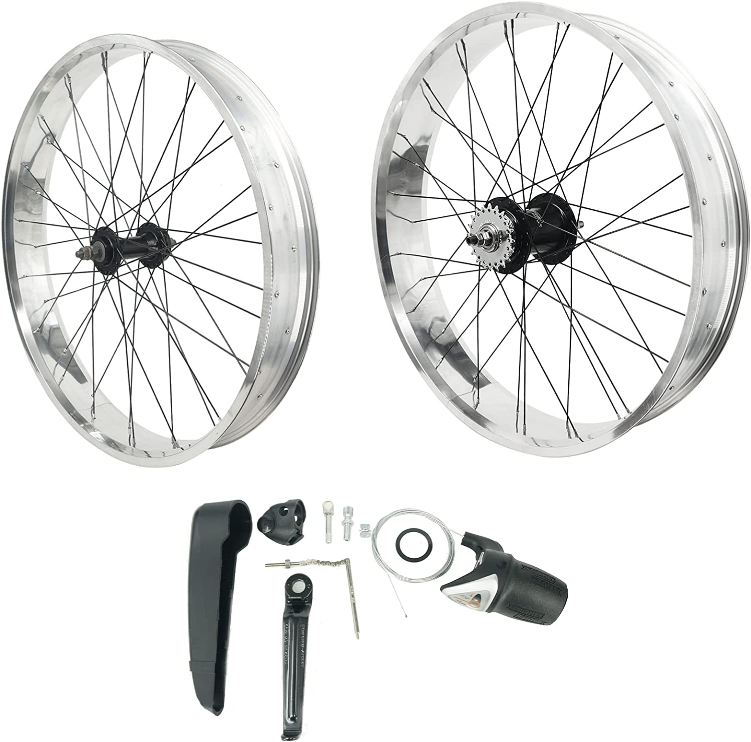 Tracer WH-2640RK3-PLS-B Cruiser Bicycle Wheel Set 26" x4.0 with Sturmey Archer inter-3 Speed Aluminum Hubs/Polished