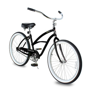Tracer BORA-F 26" Beach Cruiser Bikes Single Speed for Women, Hi-Ten steel Frame, Moon Type Handlebar, Coaster Brake with Comfortable leather Saddle - Tracer Bikes
