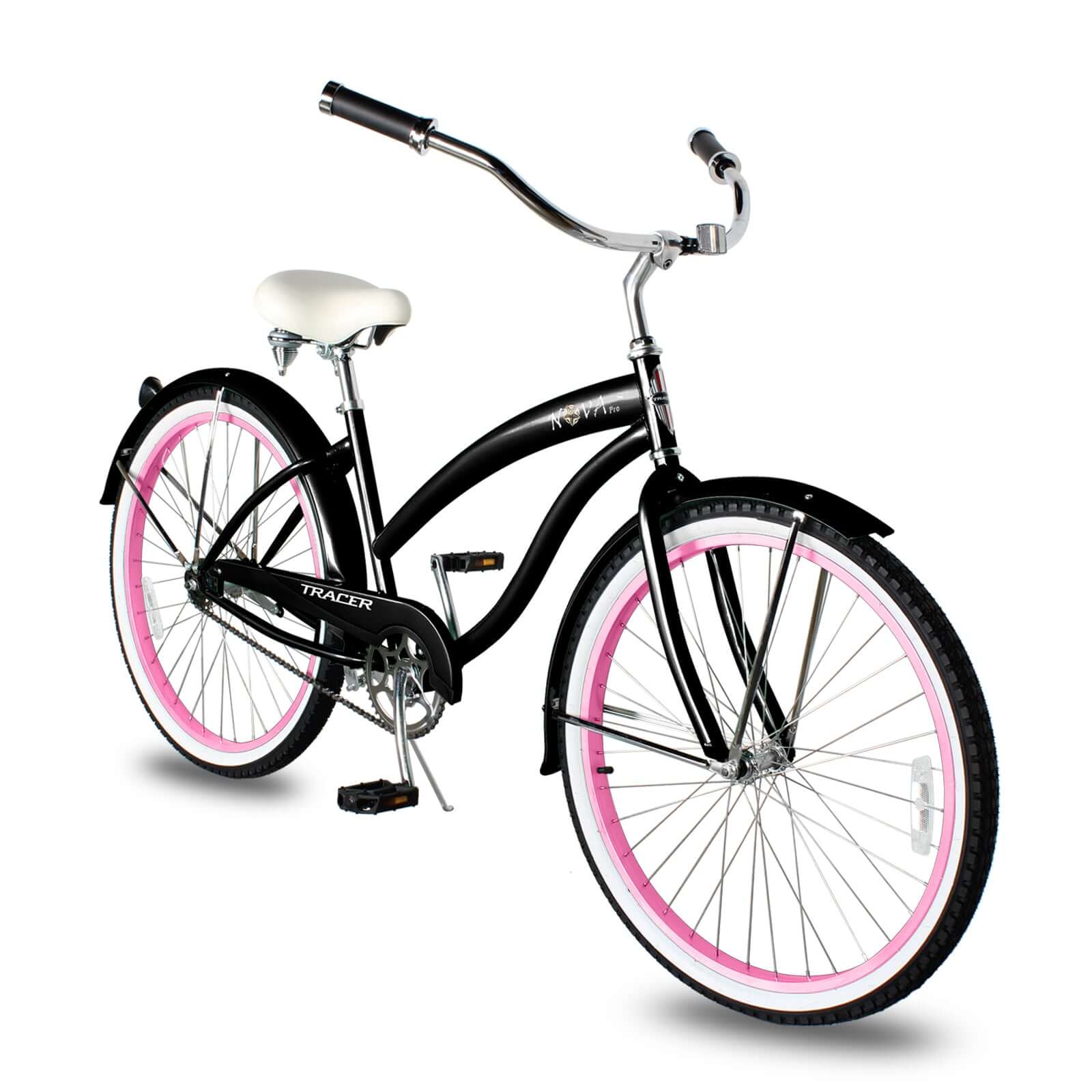 Tracer NOVA 26" Beach Cruiser Bikes Single Speed, w/ Moon-type handlebar, KT Coaster Brake for WOMEN - Tracer Bikes