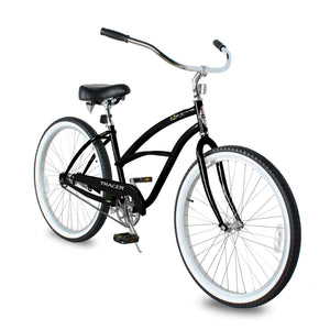 Tracer BORA-F 26" Beach Cruiser Bikes Single Speed for Women, Hi-Ten steel Frame, Moon Type Handlebar, Coaster Brake with Comfortable leather Saddle - Tracer Bikes