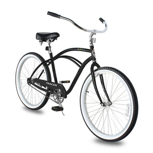 Tracer BORA-M 26" Beach Cruiser Hybrid Bikes Single Speed For Men, Hi-Ten steel Frame, Moon Type Handlebar, Coaster Brake with Comfortable leather Saddle - Tracer Bikes