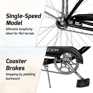 Tracer NOVA 26" Beach Cruiser Bikes Single Speed w/ Moon-type Handlebar, KT Coaster Brake for MEN - Tracer Bikes