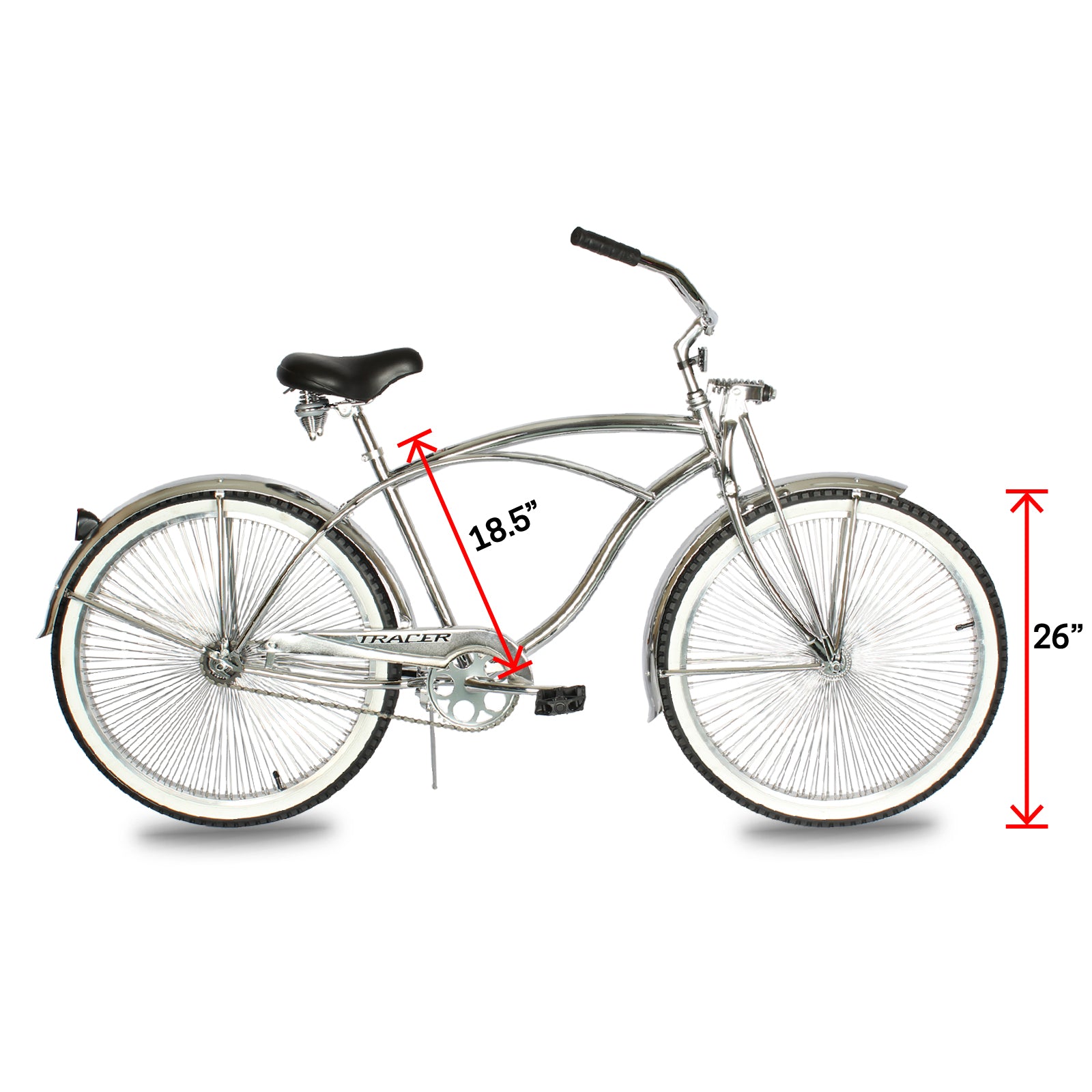 Tracer Cheetah Vintage Stretch Cruiser Bike, Single Speed