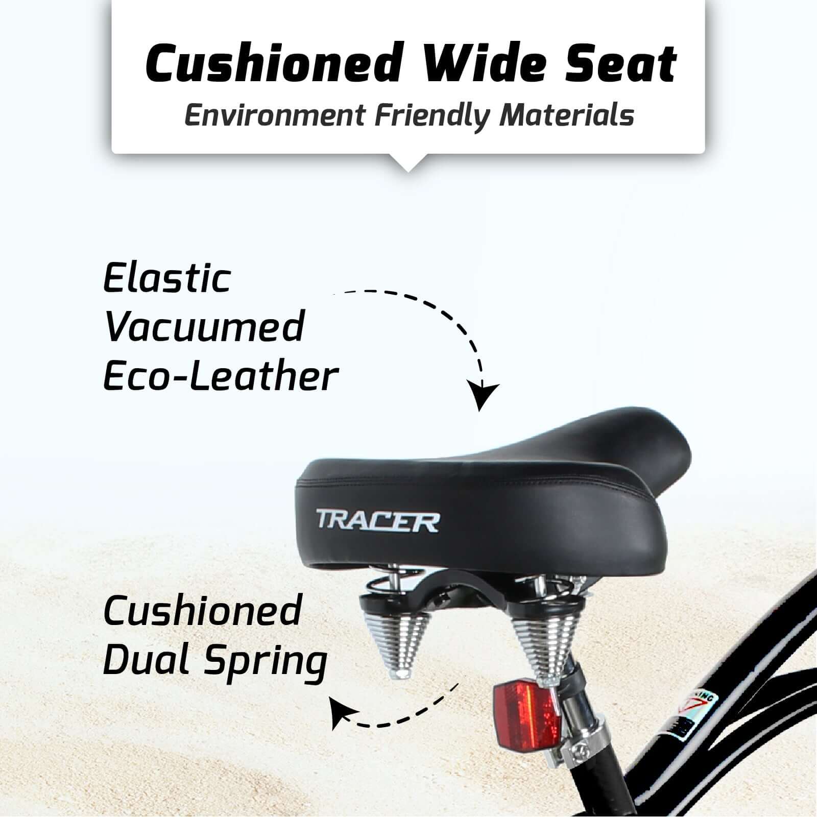 Tracer BORA-M 26" Beach Cruiser Hybrid Bikes Single Speed For Men, Hi-Ten steel Frame, Moon Type Handlebar, Coaster Brake with Comfortable leather Saddle - Tracer Bikes