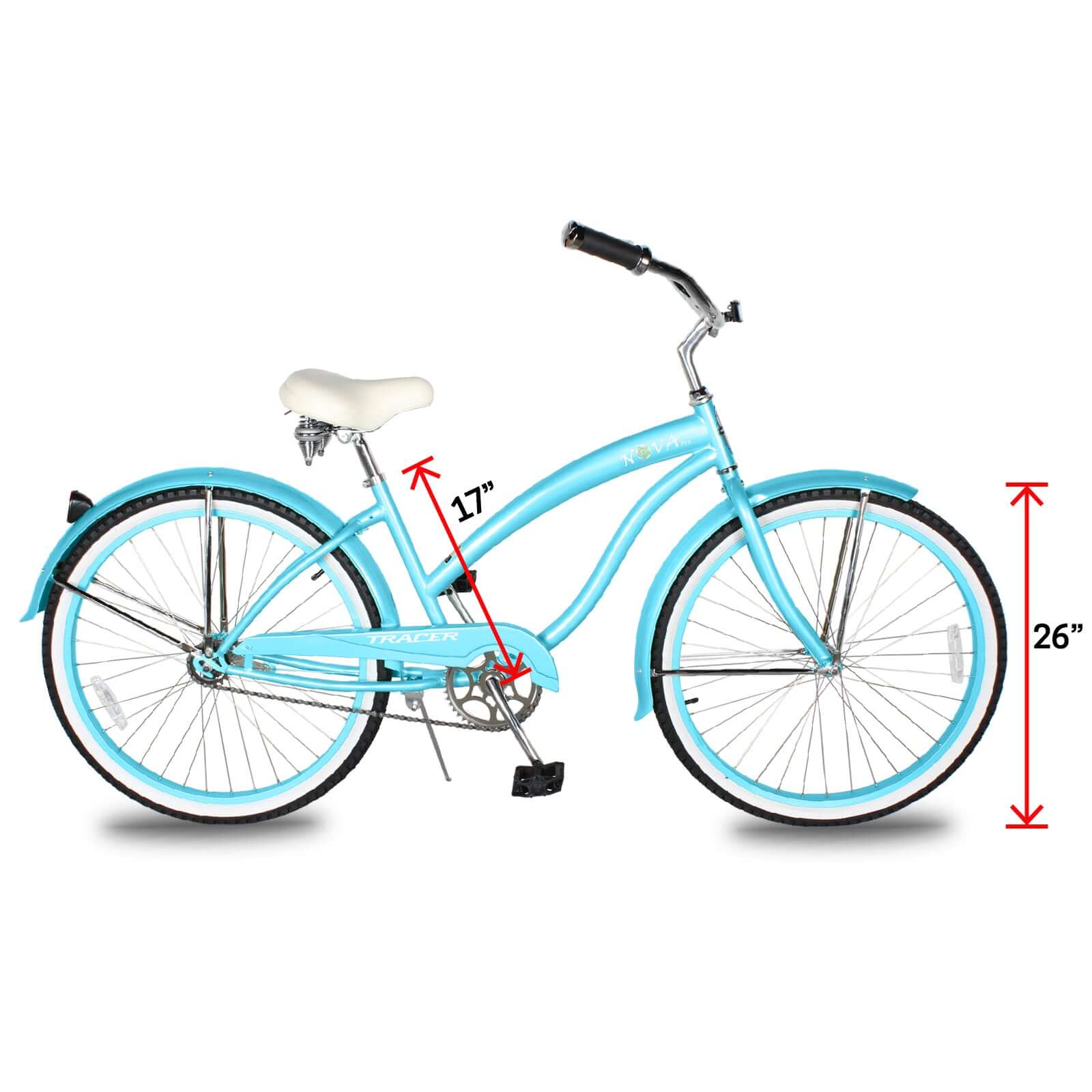 Tracer NOVA 26" Beach Cruiser Bikes Single Speed, w/ Moon-type handlebar, KT Coaster Brake for WOMEN - Tracer Bikes