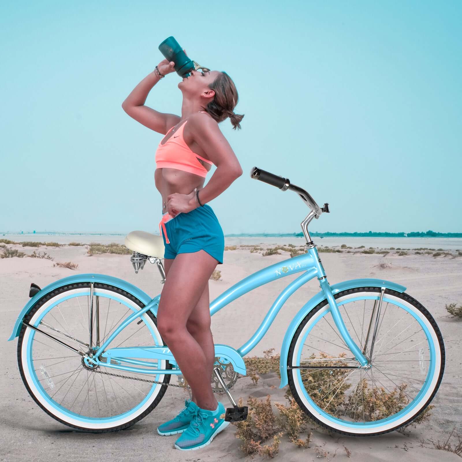 Tracer NOVA 26" Beach Cruiser Bikes Single Speed, w/ Moon-type handlebar, KT Coaster Brake for WOMEN - Tracer Bikes