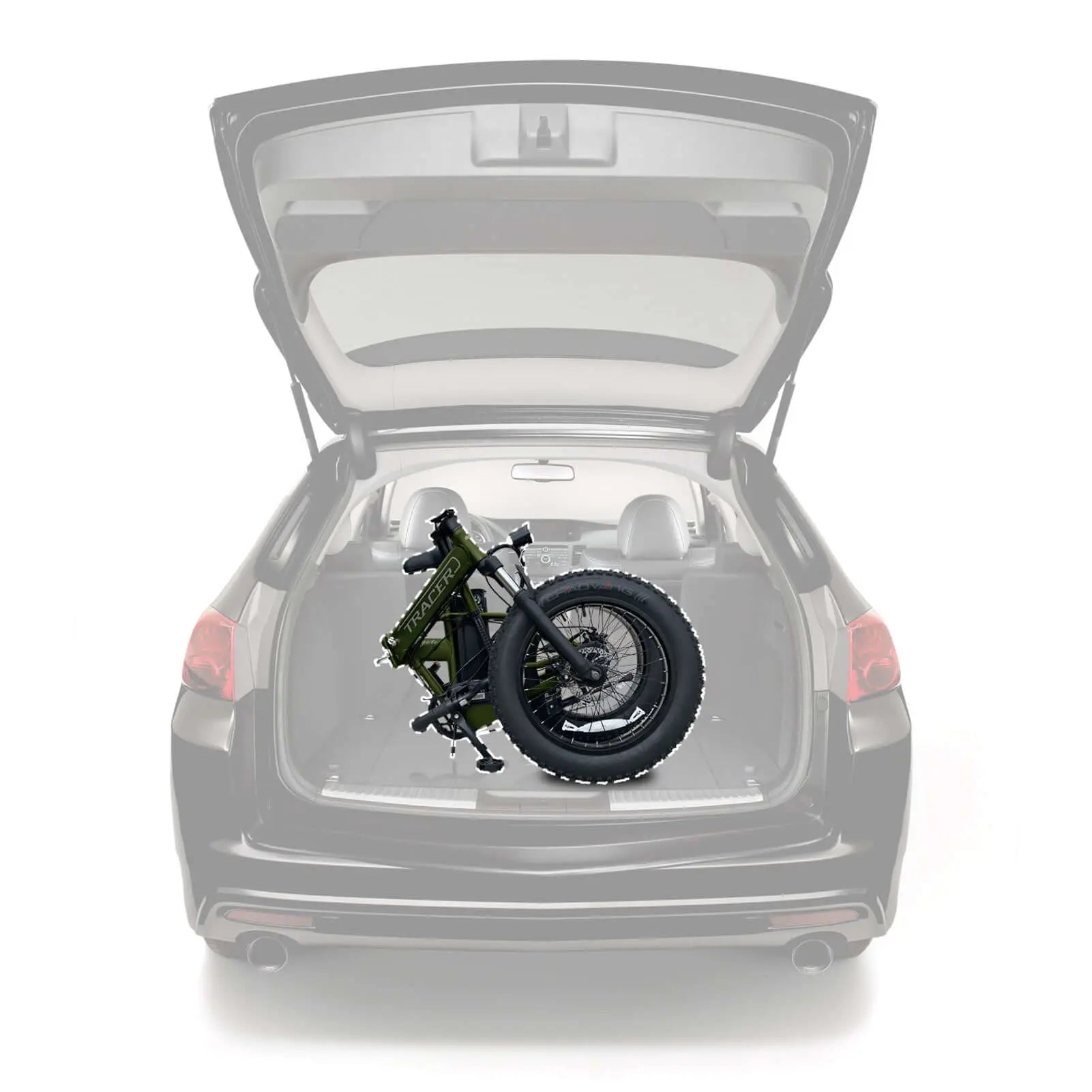 Tracer Coyote 20 Inch 500W Foldable Electric Bike,Shimano RD-TY21 GS 7 speed derailleur, 20''x 4'' fat tire with 160mm disc Brake - Tracer Bikes