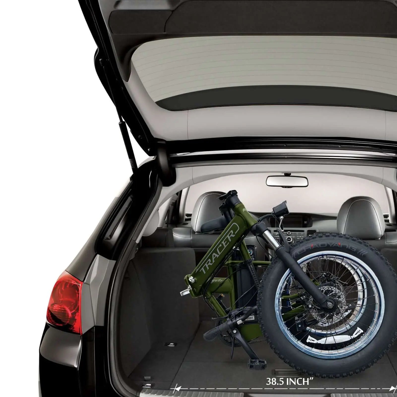 Tracer Coyote 20 Inch 500W Foldable Electric Bike,Shimano RD-TY21 GS 7 speed derailleur, 20''x 4'' fat tire with 160mm disc Brake - Tracer Bikes