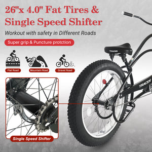 Tracer Harman GT 26'' Classic Chopper Stretch Cruiser Fat Tire Bike Single Speed