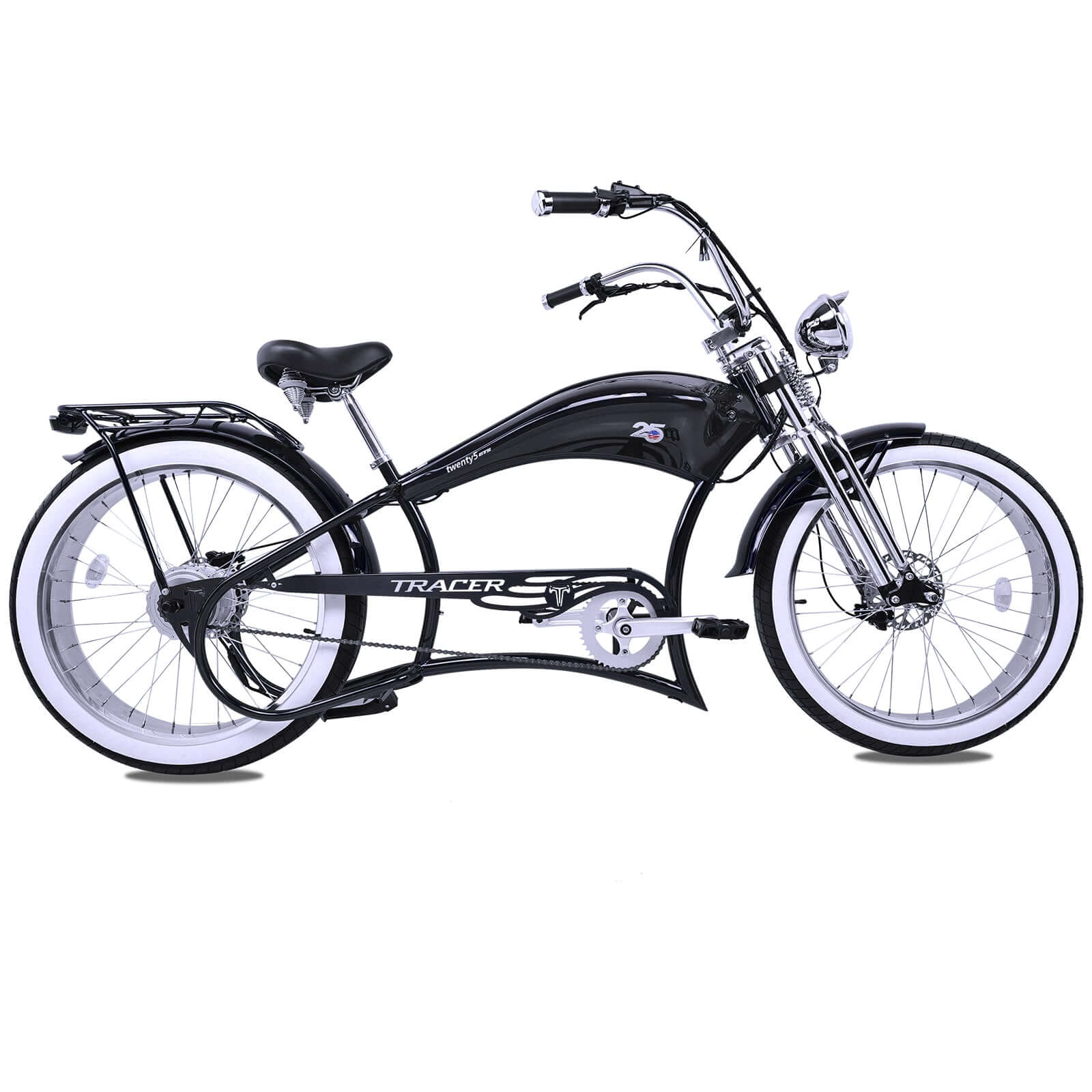 【おとん】　チョッパーサイクル chopper cycle レジャー自転車 Tracer Twenty5 Chopper Stretch Cruiser Ebike | 800W Retro