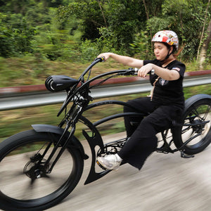 Tracer HB-TB-VS800220 V-Type Steel Handlebar on a black Chopper bike.
