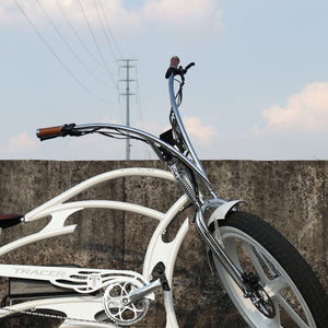 Tracer HB-TB-VS800220 V-Type Steel Handlebar installed on a Stretched Beach Cruiser.