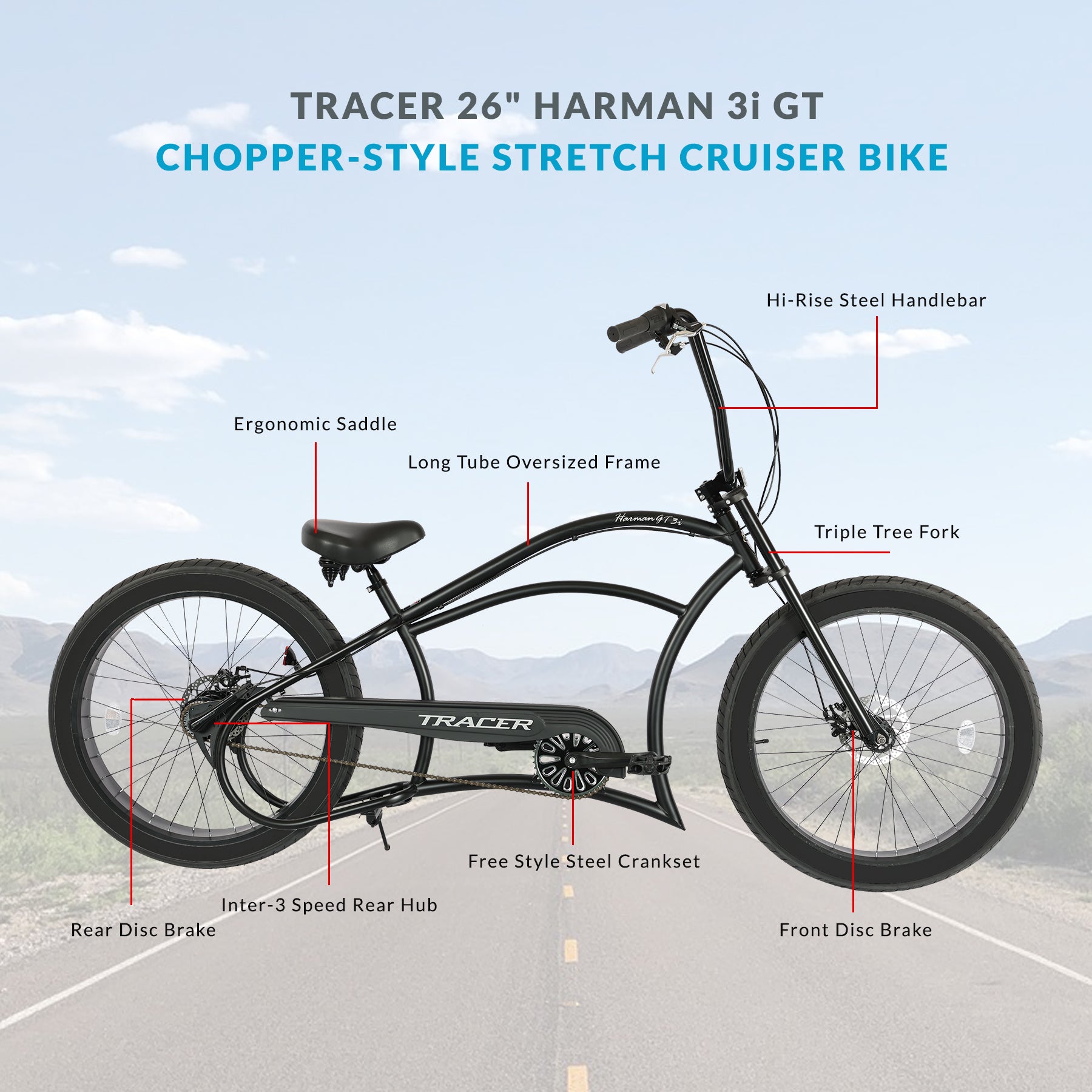 Tracer Harman 3i Fat Tire Bike | Vintage 3-Speed Chopper