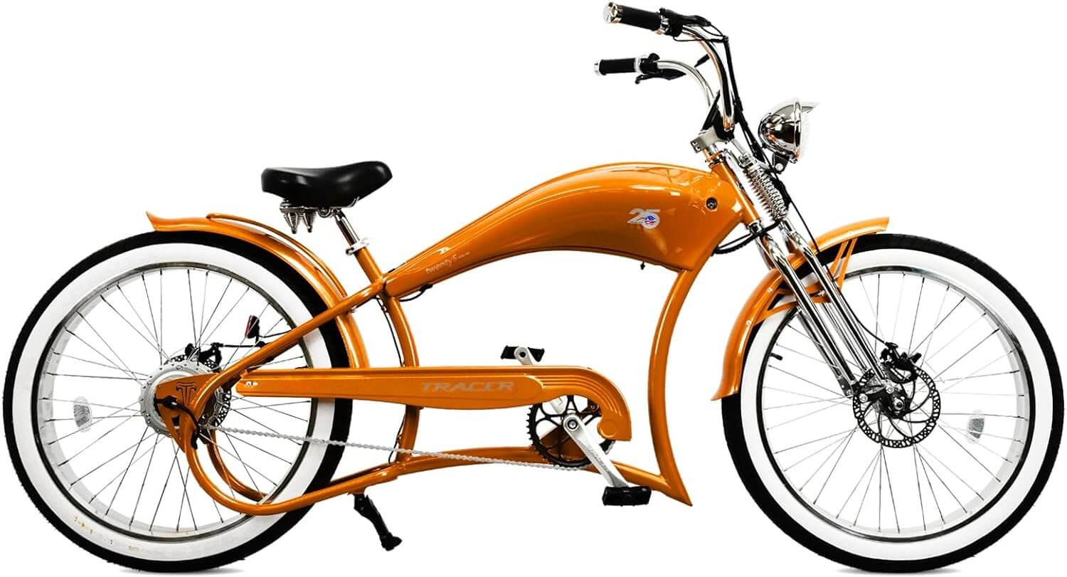 Tracer FM-Twenty5 E-Bike 26" Stretch Cruiser Steel Frame and Chain Guard for 26" x3.0, 4.0 Tire