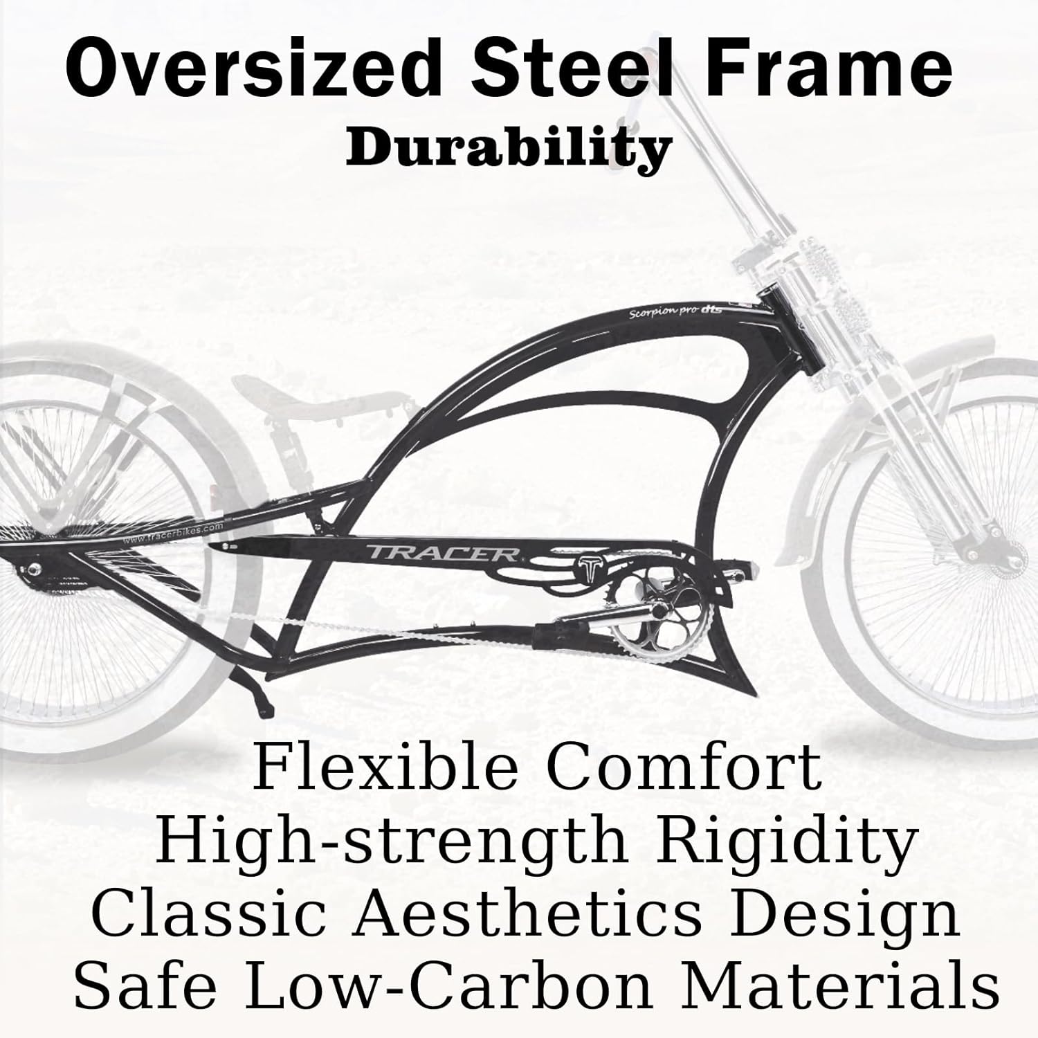 Scorpion Pro DTS 26” Stretch Chopper Cruiser Bicycle Tracer Bikes