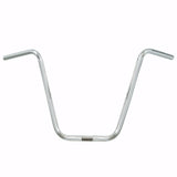 Chrome steel hi-rise handlebar, 750mm width, 280mm height, suitable for stretch bikes and ebikes, smooth design for comfort.