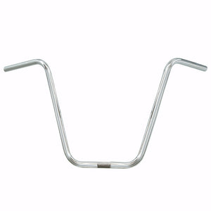 Chrome steel hi-rise handlebar, 750mm width, 280mm height, suitable for stretch bikes and ebikes, smooth design for comfort.