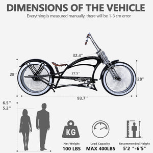 Scorpion Pro DTS  26” Stretch Chopper Cruiser Bicycle Tracer Bikes